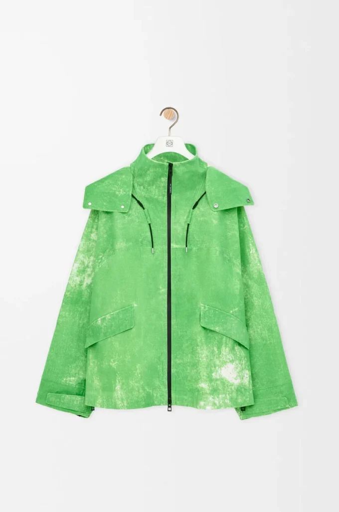 Jacket in flocked technical shell Green Jacket in flocked technical shell Green