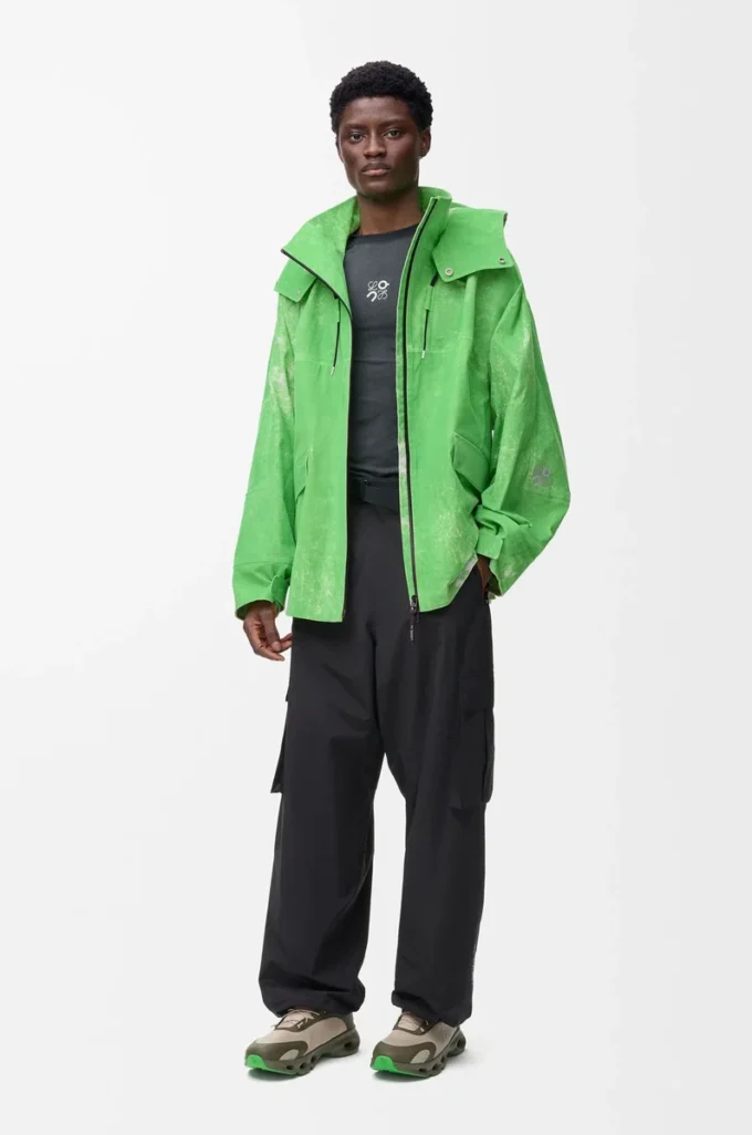 Jacket in flocked technical shell Green Jacket in flocked technical shell Green