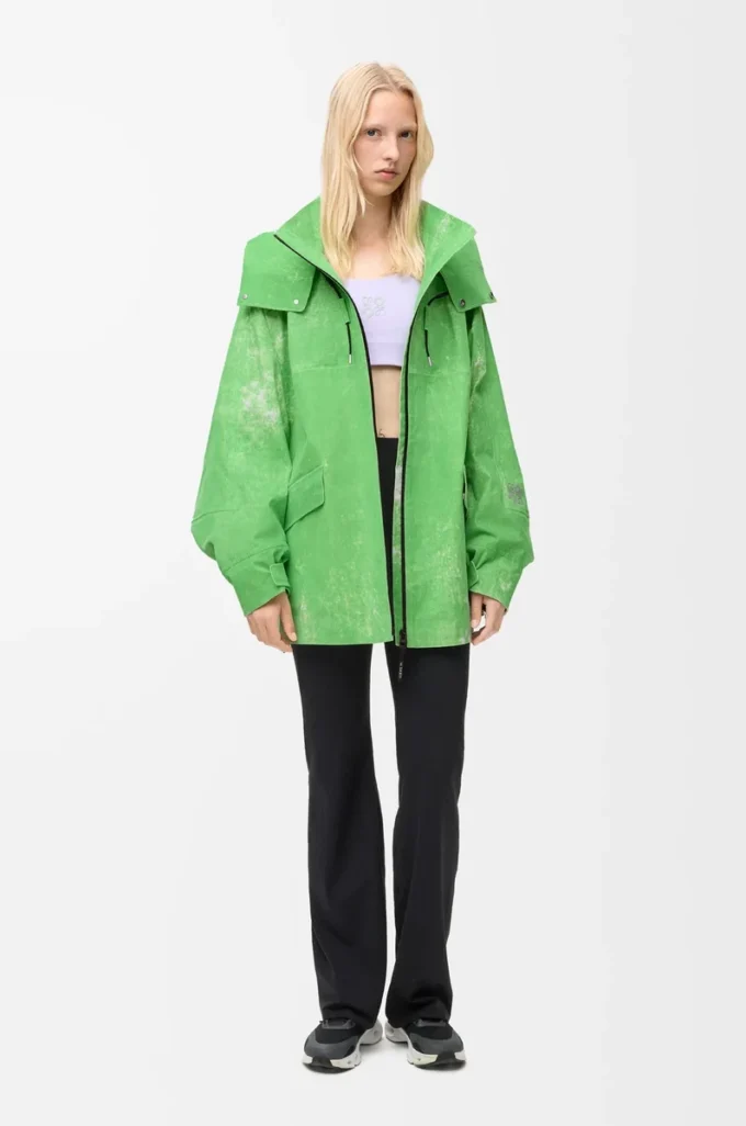 Jacket in flocked technical shell Green Jacket in flocked technical shell Green