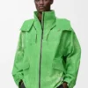 Jacket in flocked technical shell Green Jacket in flocked technical shell Green