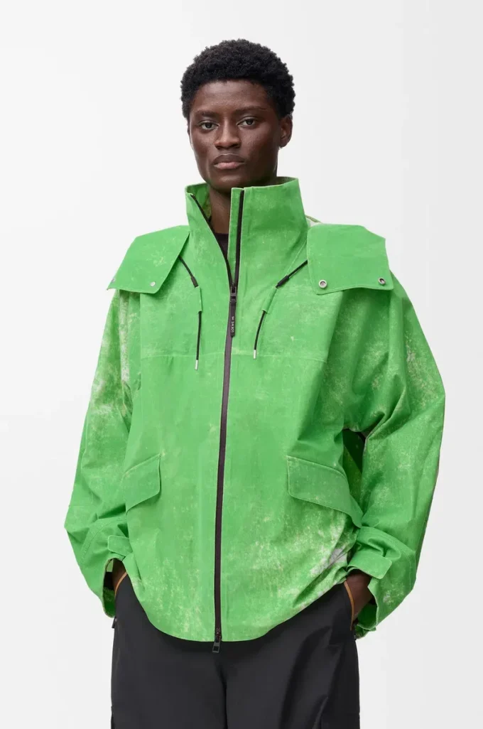 Jacket in flocked technical shell Green Jacket in flocked technical shell Green