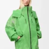 Jacket in flocked technical shell Green Jacket in flocked technical shell Green