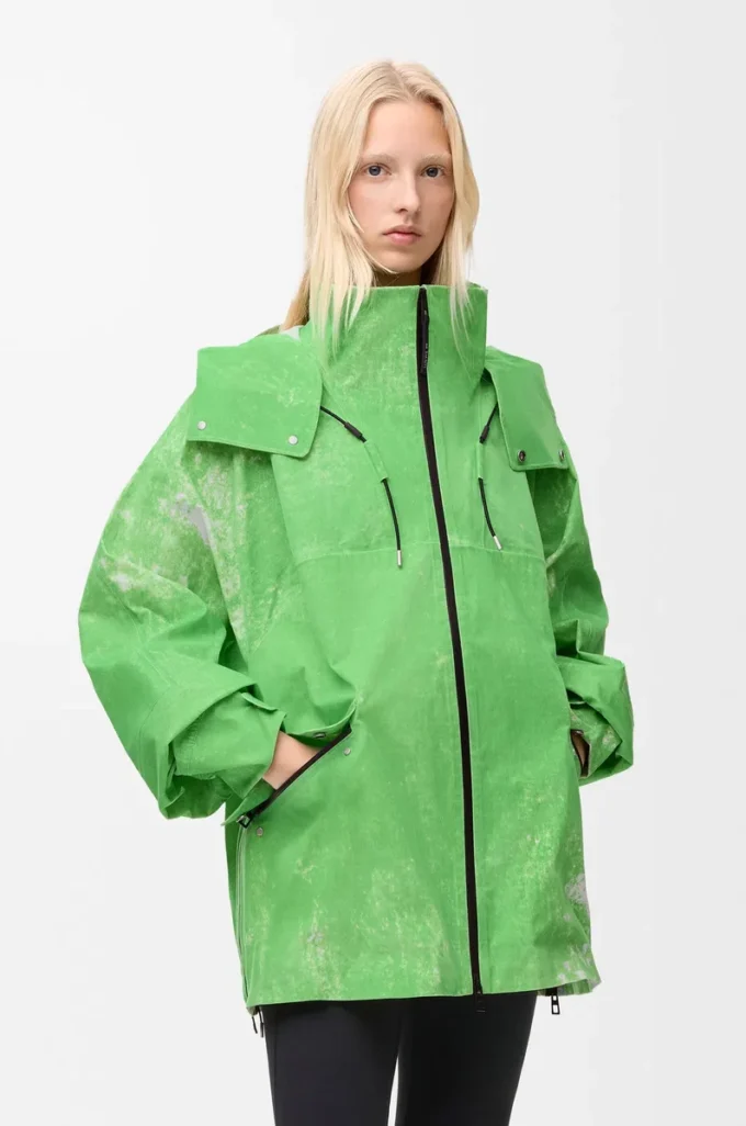 Jacket in flocked technical shell Green Jacket in flocked technical shell Green