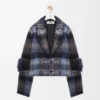Jacket in mohair and wool blend Blue/Multicolor