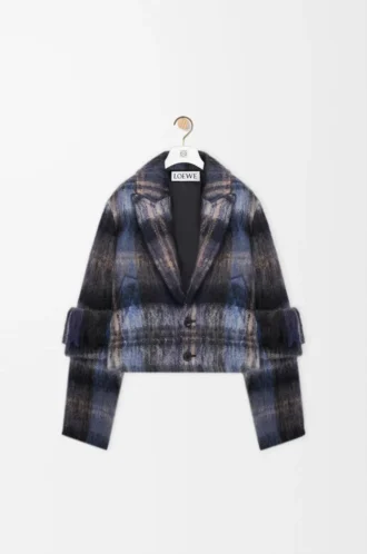 Jacket in mohair and wool blend Blue/Multicolor