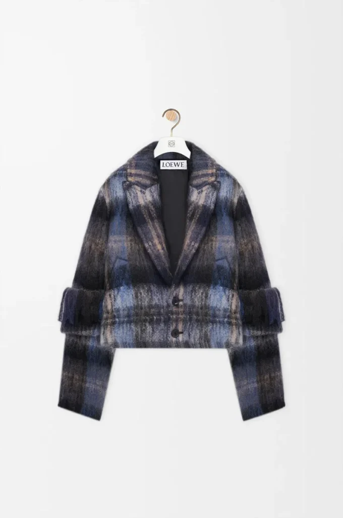 Jacket in mohair and wool blend Blue/Multicolor
