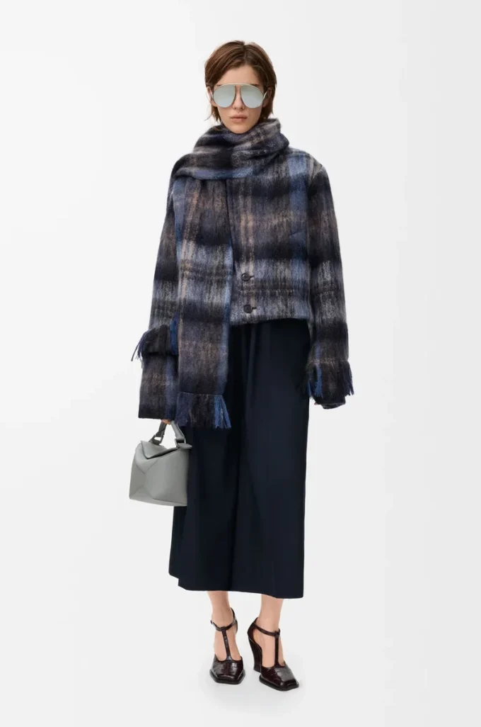 Jacket in mohair and wool blend Blue/Multicolor