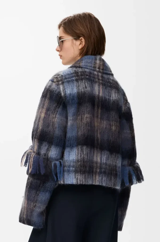 Jacket in mohair and wool blend Blue/Multicolor