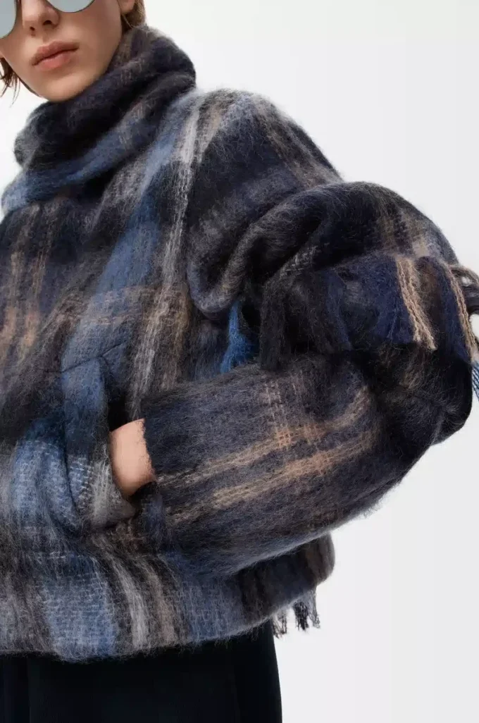 Jacket in mohair and wool blend Blue/Multicolor