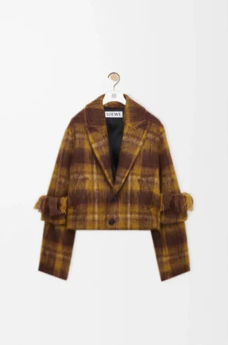Jacket in mohair and wool blend Yellow/Multicolor