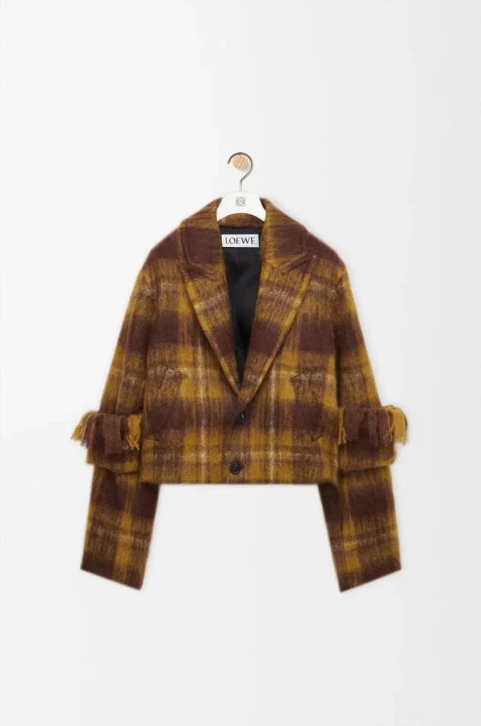 Jacket in mohair and wool blend Yellow/Multicolor