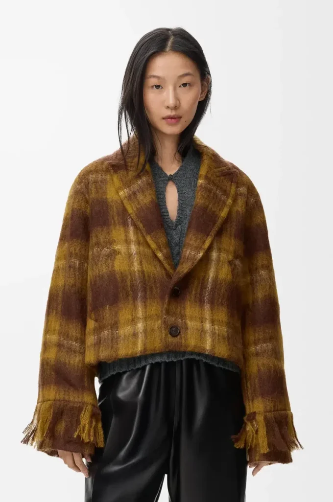 Jacket in mohair and wool blend Yellow/Multicolor