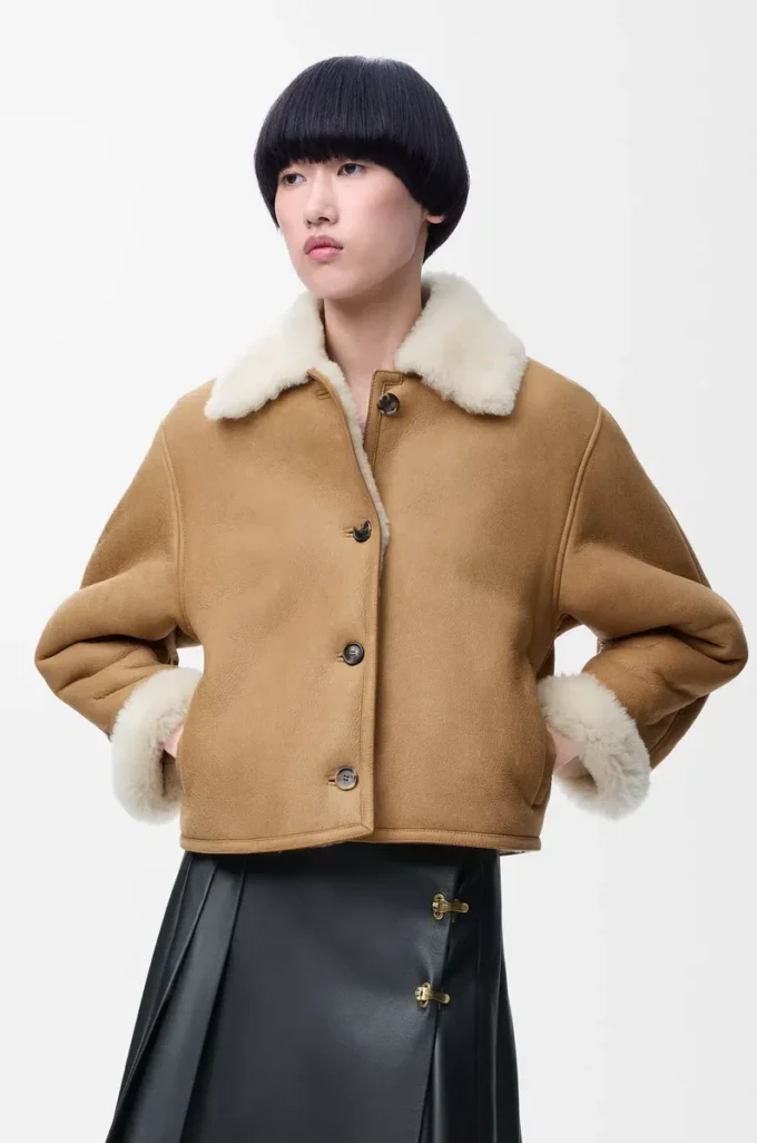 Jacket in shearling Camel Jacket in shearling Camel