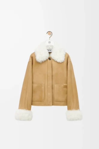 Jacket in shearling White/Gold