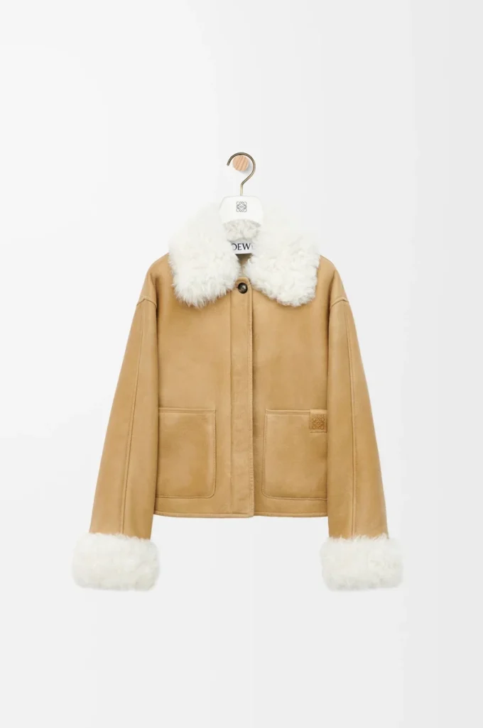 Jacket in shearling White/Gold