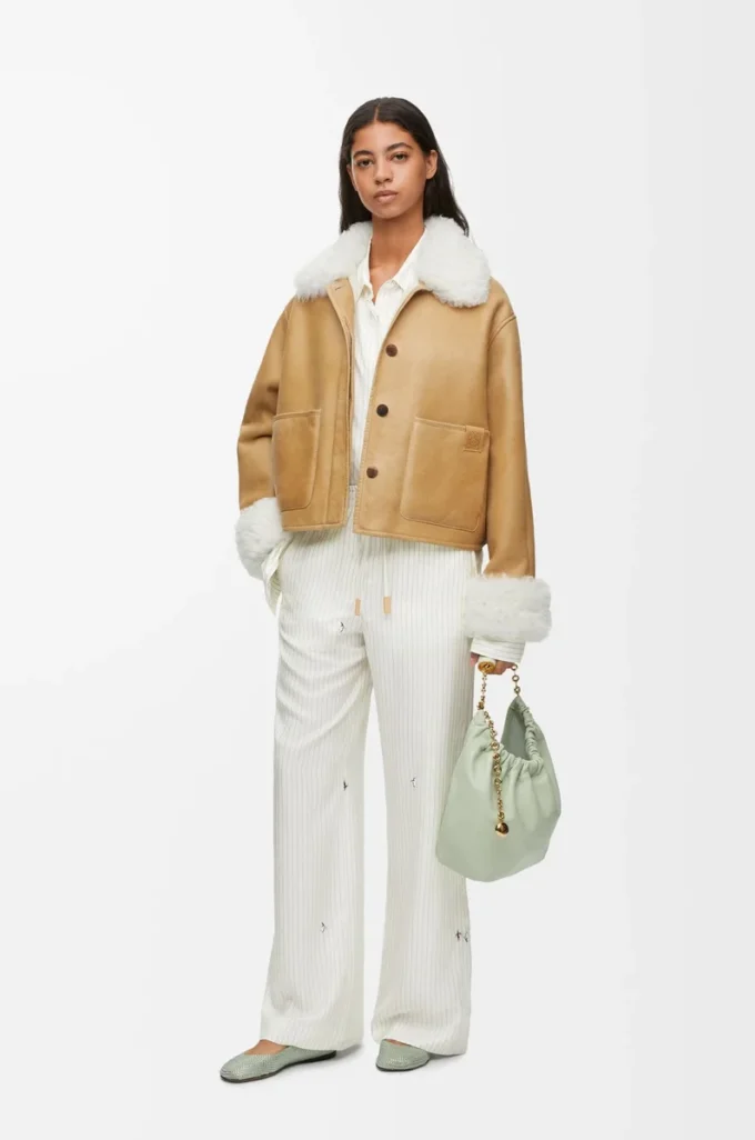 Jacket in shearling White/Gold