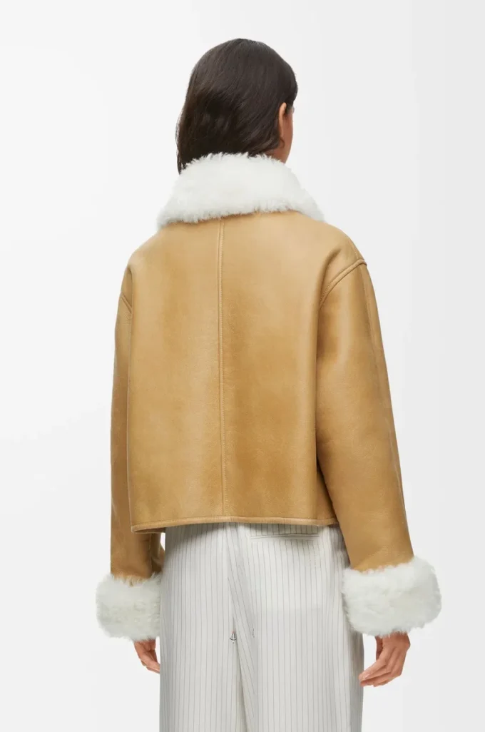 Jacket in shearling White/Gold