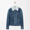 Jacket in shearling White/Indigo Blue