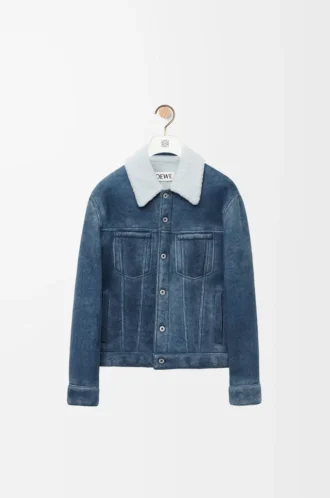 Jacket in shearling White/Indigo Blue