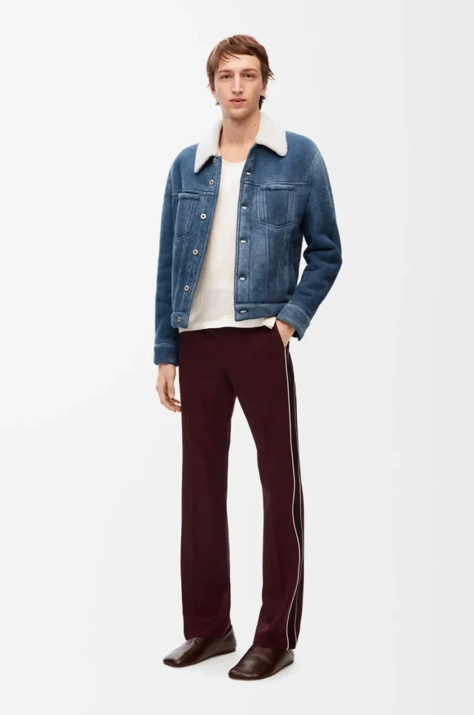 Jacket in shearling White/Indigo Blue