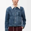 Jacket in shearling White/Indigo Blue