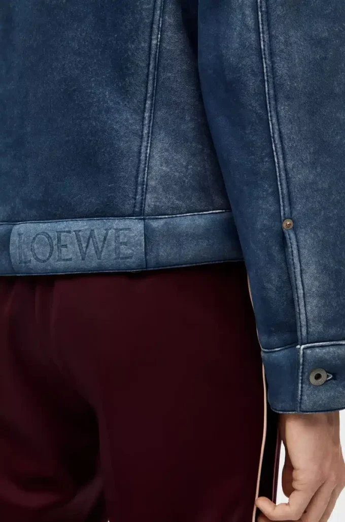 Jacket in shearling White/Indigo Blue