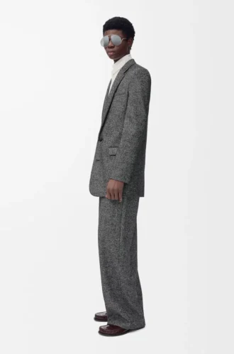 Jacket in wool blend Black/White