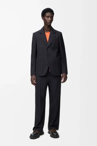 Jacket in wool Dark Navy Blue