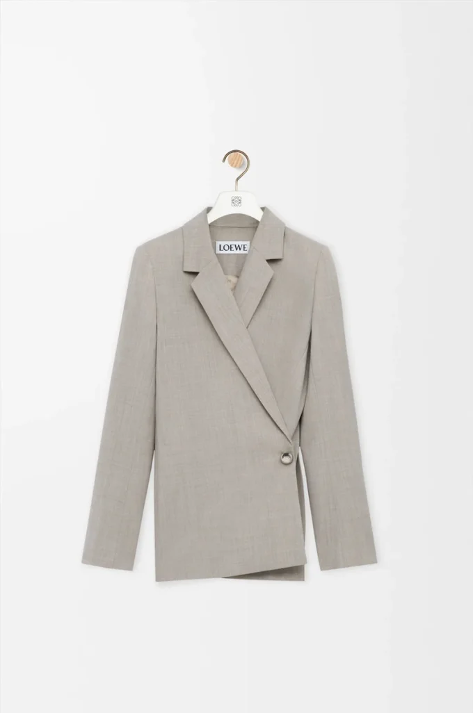 Jacket in wool Light Beige Melange