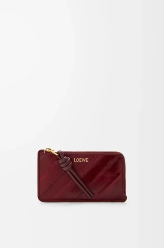 Knot coin cardholder in eel Dark Burgundy