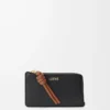 Knot coin cardholder in shiny nappa calfskin Black/Squirrel
