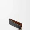 Knot coin cardholder in shiny nappa calfskin Black/Squirrel