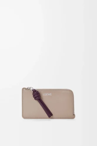 Knot coin cardholder in shiny nappa calfskin Clay/Plum
