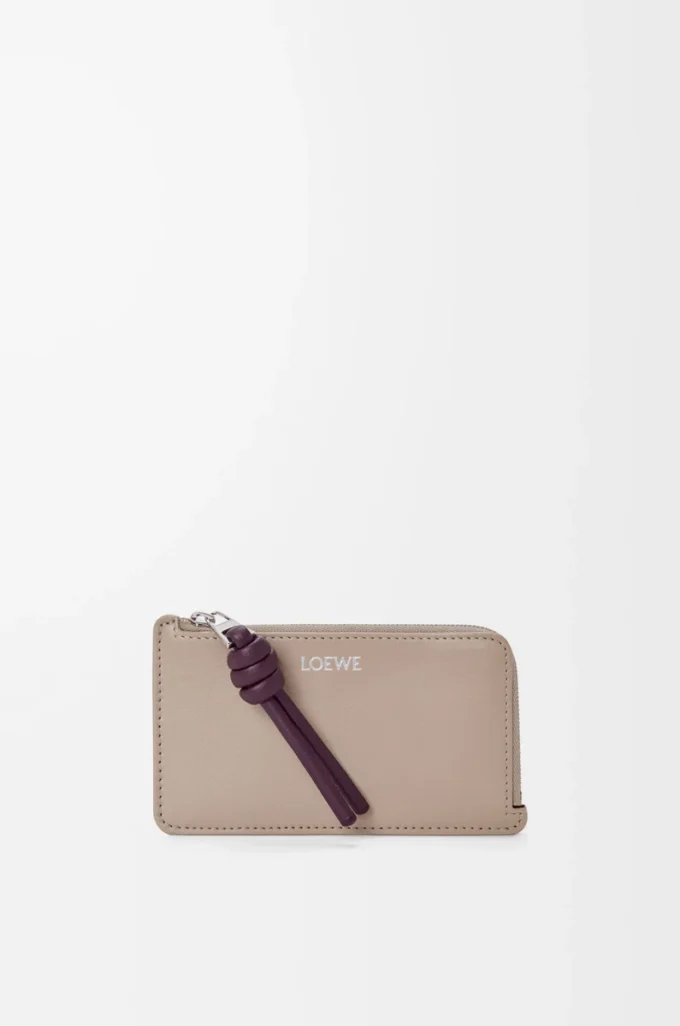 Knot coin cardholder in shiny nappa calfskin Clay/Plum