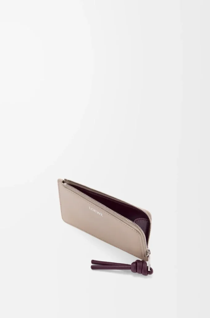 Knot coin cardholder in shiny nappa calfskin Clay/Plum