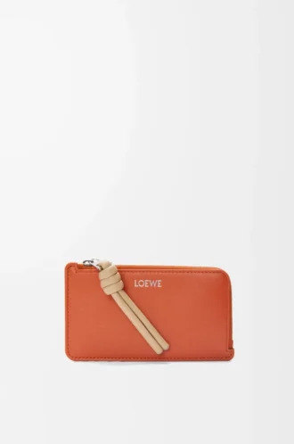 Knot coin cardholder in shiny nappa calfskin Maple/Papercraft