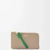 Knot coin cardholder in shiny nappa calfskin Sand/Tropical Green Knot coin cardholder in shiny nappa calfskin Sand/Tropical Green