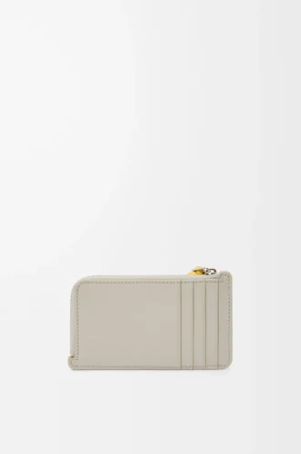 Knot coin cardholder in shiny nappa calfskin Shell Grey/Dandelion