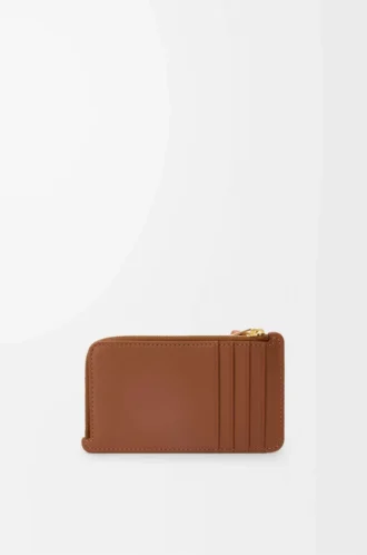 Knot coin cardholder in shiny nappa calfskin Tan/Papaya