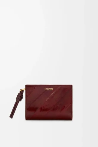 Knot compact wallet in eel Dark Burgundy