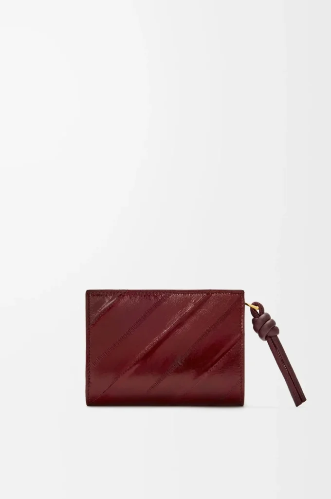 Knot compact wallet in eel Dark Burgundy