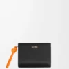 Knot compact wallet in shiny nappa calfskin Black/Bright Orange Knot compact wallet in shiny nappa calfskin Black/Bright Orange