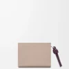 Knot compact wallet in shiny nappa calfskin Clay/Plum Knot compact wallet in shiny nappa calfskin Clay/Plum