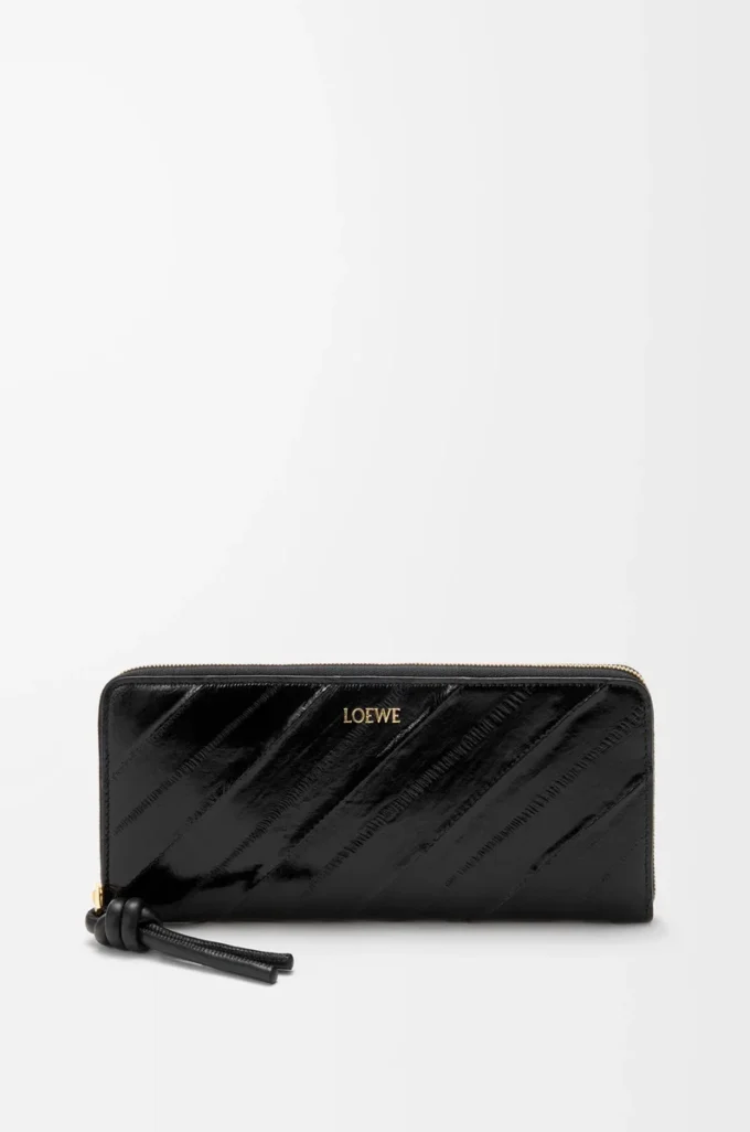 Knot slim zip around wallet in eel Black Knot slim zip around wallet in eel Black