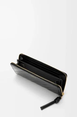 Knot slim zip around wallet in eel Black