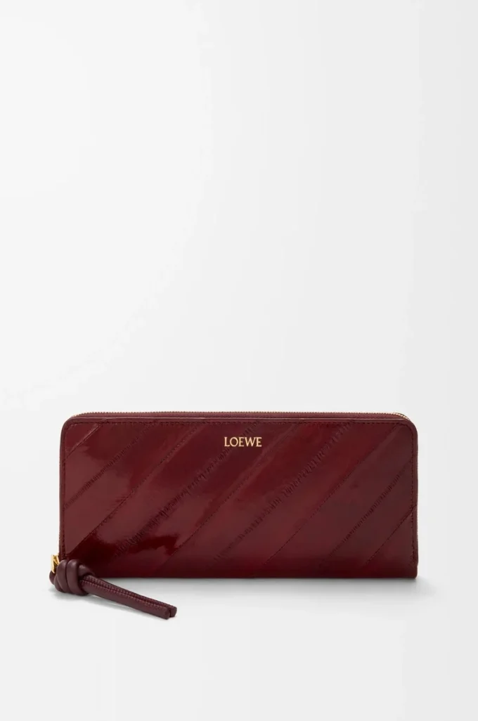 Knot slim zip around wallet in eel Dark Burgundy Knot slim zip around wallet in eel Dark Burgundy