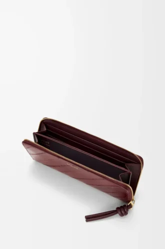 Knot slim zip around wallet in eel Dark Burgundy