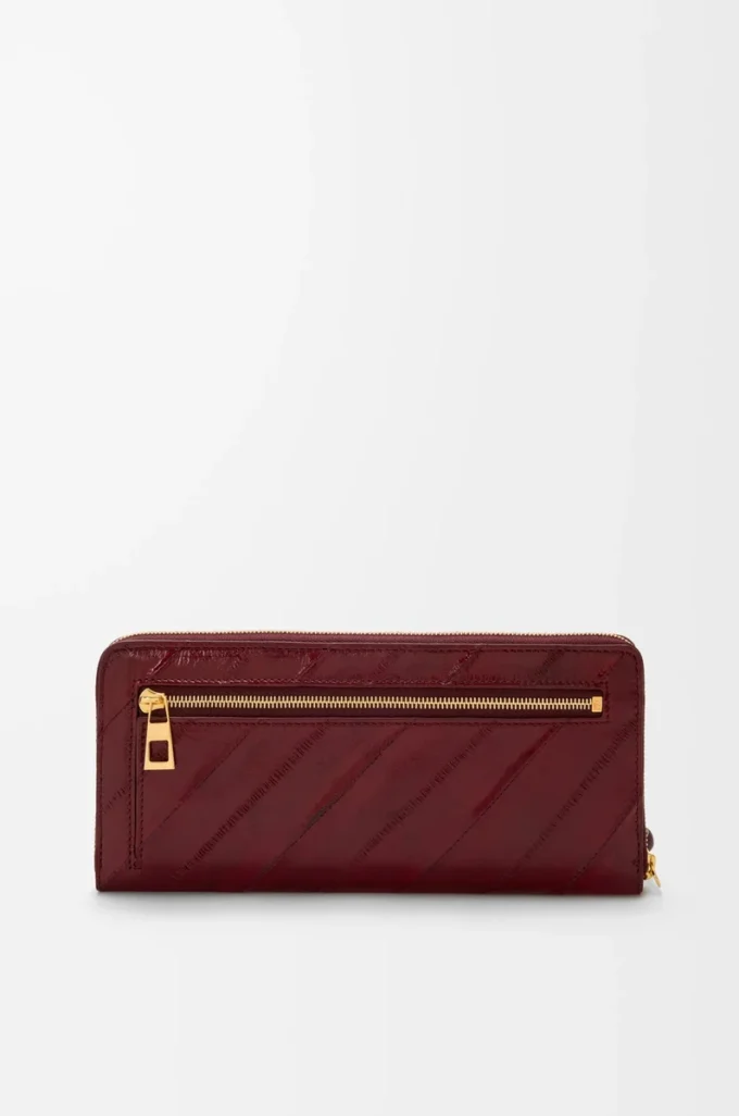Knot slim zip around wallet in eel Dark Burgundy Knot slim zip around wallet in eel Dark Burgundy