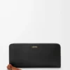Knot zip around wallet in shiny nappa calfskin Black/Squirrel