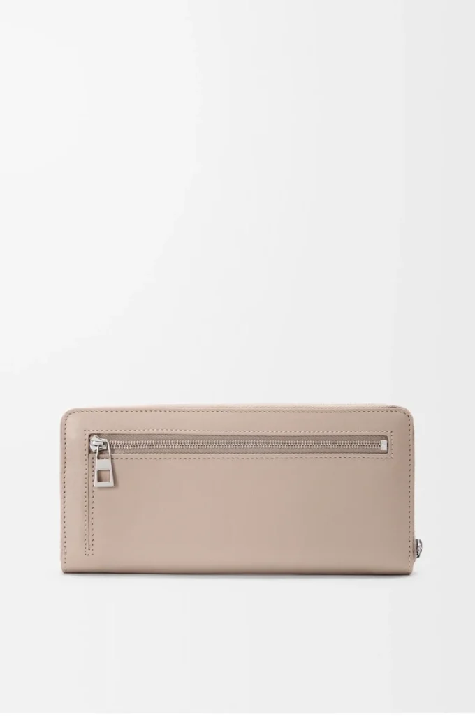 Knot zip around wallet in shiny nappa calfskin Clay/Plum